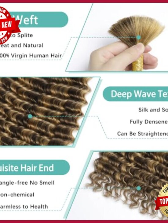 20 Inch Deep Wave Human Hair Extensions 150g Boho Braiding Bundles